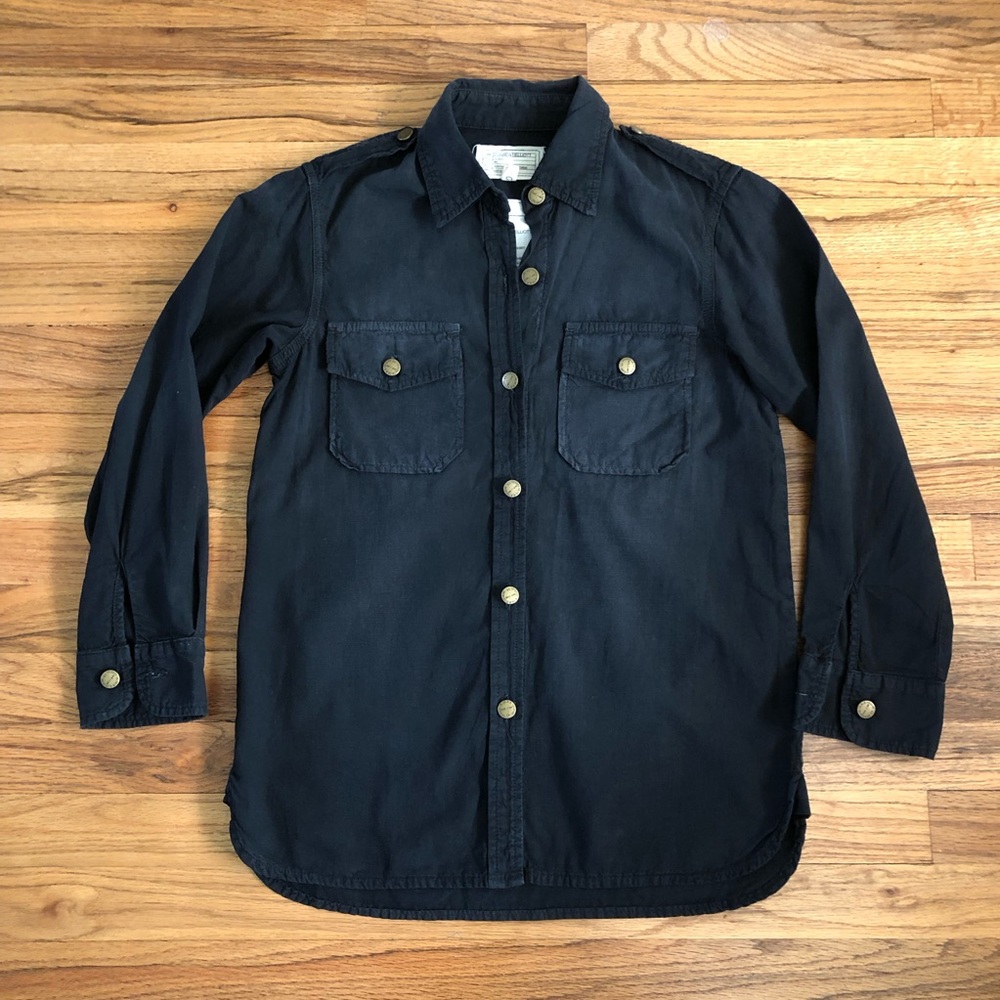 Current/Elliott The Perfect Shirt military utility denim work shirt black xs